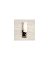 Possini Euro Design Midtown Modern Wall Light Sconce Bronze Hardwired 4 1/2" Fixture Opal White Glass Rectangular Shade for Bedroom Bedside Bathroom V