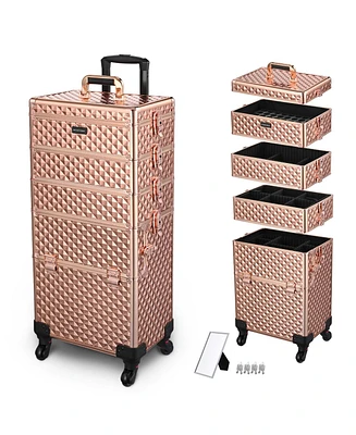 Byootique 4in1 Rose Gold Rolling Makeup Case Cosmetic Organizer Storage Artist