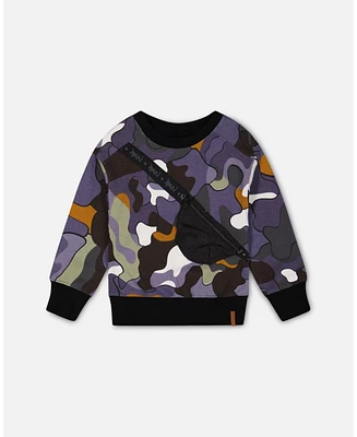 Deux par Toddler Boys Printed Camo Fleece Sweatshirt With Bag - Toddler|Child