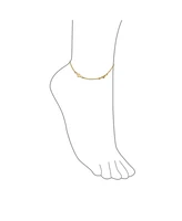 Bling Jewelry Multi Puff Station Hearts Charm Anklet Ankle Bracelet For Women Beaded Ball Chain Gold Plated Sterling Silver 9 Inch Flexible