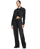 Tommy Jeans Women's Rhinestone Boxy Cropped Denim Jacket