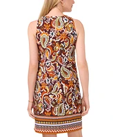 Msk Petite Printed Round-Neck Sleeveless Shift Dress