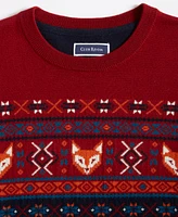 Club Room Men's Fox-Pattern Merino Crewneck Sweater, Created for Macy's