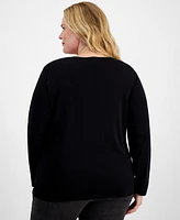 Holiday Lane Plus Hanukkah Fun Long-Sleeve Top, Created for Macy's