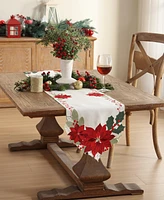 Elrene Poinsettia Cutwork Fabric Table Runner, 14" x 72"