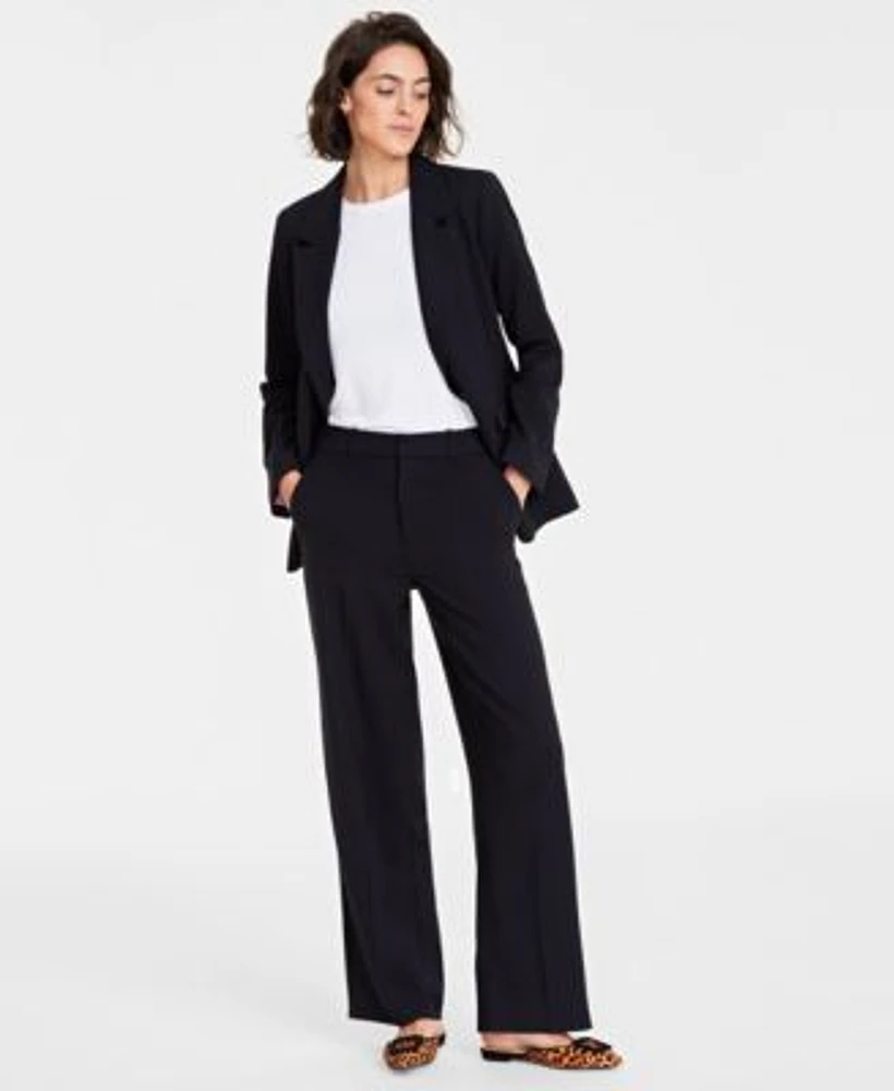 On 34th Womens Boyfriend Blazer Ribbed T Shirt Wide Leg Trousers Created For Macys