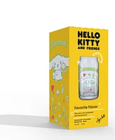 JoyJolt Hello Kitty and Friends Favorite Flavor Cinnamoroll Can Shaped Glass Tumbler with Wood Lid and Straw