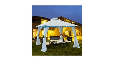 Slickblue 2-Tier 10' x 10' Patio Gazebo Canopy Tent w/ Side Walls