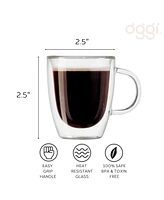 Oggi Set of 2, 3 oz Double Wall Glass Espresso Cups