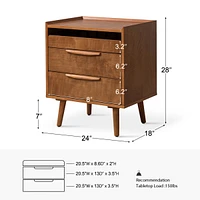 Hulala Home Mid-century Lisa 3-Drawer Nightstand with Solid Wood Legs