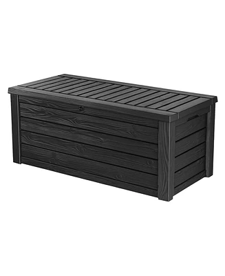 Keter Westwood 150 Gallon Plastic Outdoor Furniture Storage Deck Box, Dark Gray