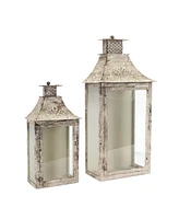 Slickblue Weathered Metal Lantern With Backing (Set of 2)