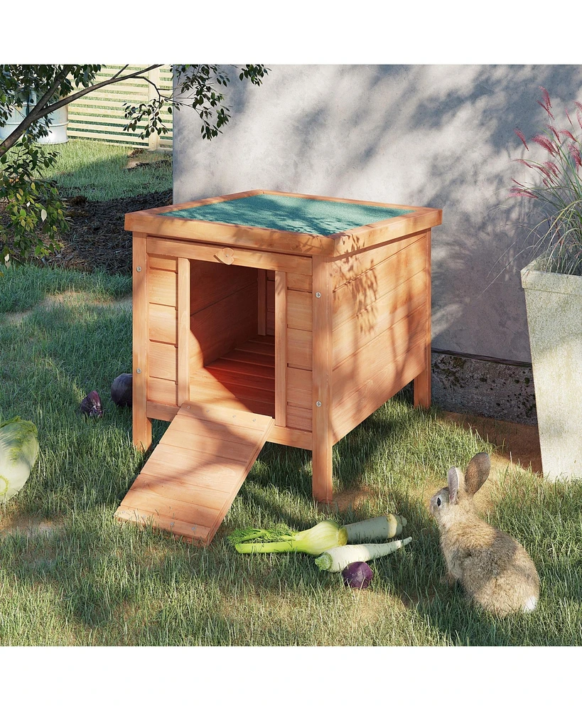 PawHut Wooden Rabbit Hutch 20'' Pet Habitat Cages Bunny Small Animal House New