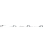 GiGiGirl Sterling Silver Three-Heart Charm Rolo Link Chain Anklet, Adjustable Length