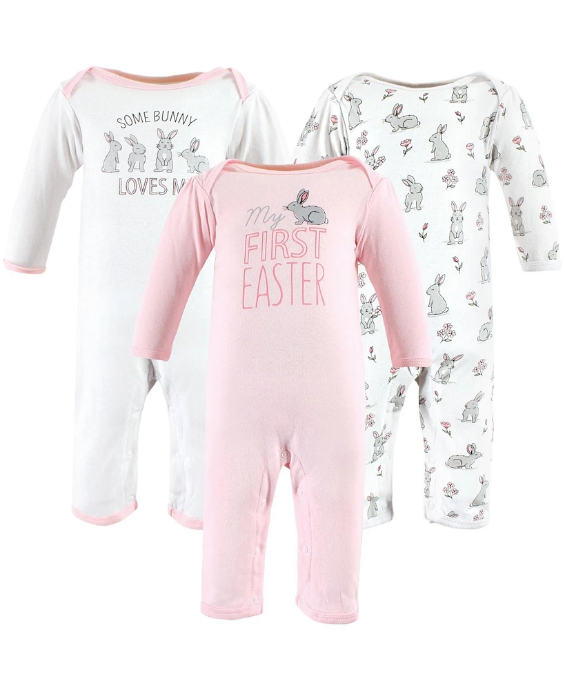 Hudson Baby Baby Girls Hudson Cotton Coveralls, Some Bunny, 6-9 Months