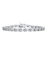 Bling Jewelry Cubic Zirconia Formal Bridal Hugs Kisses Xo Cz Tennis Bracelet For Women Prom Sterling Silver