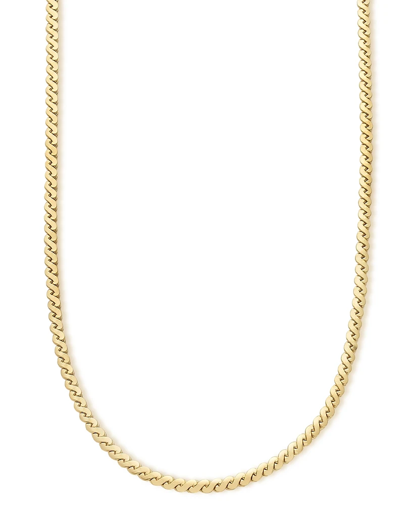 Polished Serpentine Link 18" Chain Necklace in 14k Gold