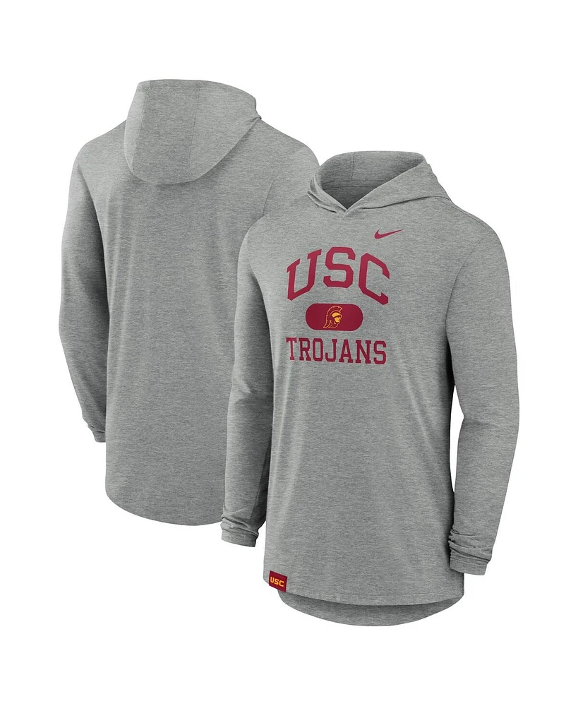 Nike Men's Heather Gray Usc Trojans Blitz Hoodie Long Sleeve T-Shirt