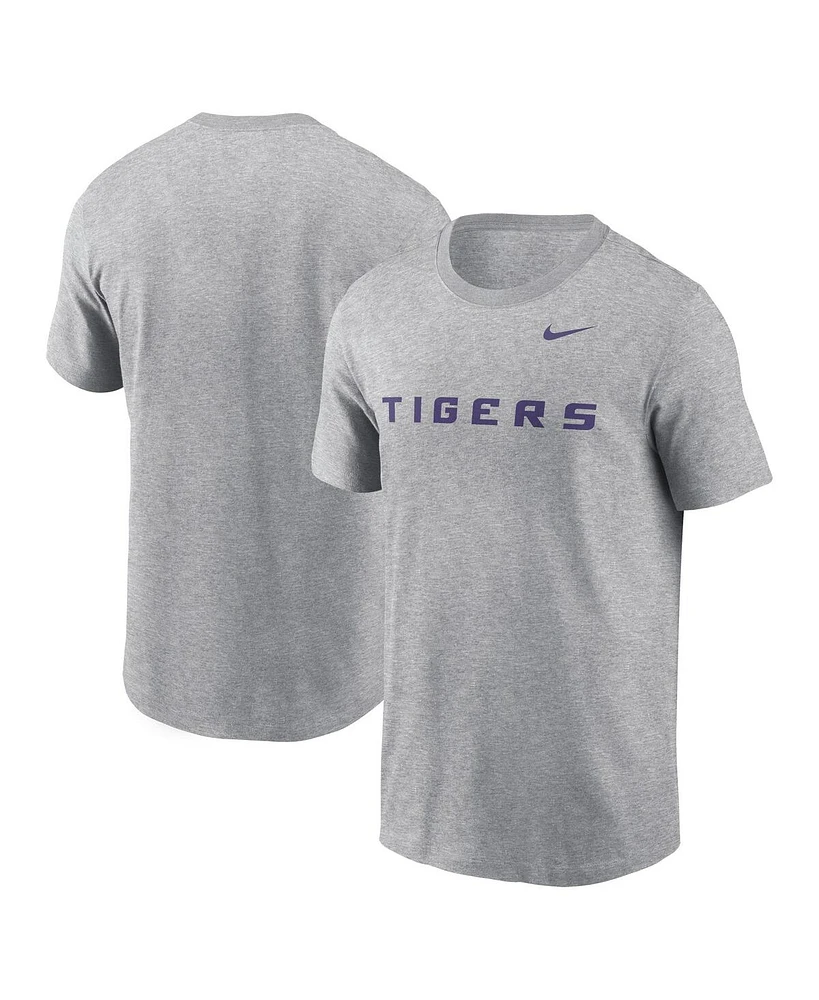 Nike Men's Heather Gray Lsu Tigers Primetime Evergreen Wordmark T-Shirt