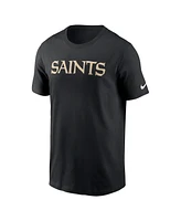 Nike Men's Black New Orleans Saints Primetime Wordmark Essential T-Shirt