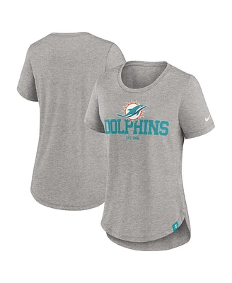 Nike Women's Heather Gray Miami Dolphins Fashion Tri-Blend T-Shirt