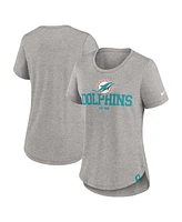 Nike Women's Heather Gray Miami Dolphins Fashion Tri-Blend T-Shirt