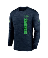 Nike Men's College Navy Seattle Seahawks 2024 Sideline Velocity Performance Long Sleeve T-Shirt