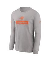 Nike Men's Gray Miami Dolphins Sideline Performance Long Sleeve T-Shirt