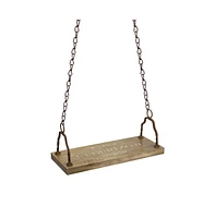 Slickblue Rustic Wood Garden Swing With Iron Handles for Patio or Yard