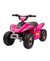 Aosom 6V Kids Electric Ride on Car Atv Toy Forward Reverse for 18-36 Months Old Pink