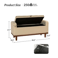 Hulala Home Upholstered Modern Flip Top Storage Bench with Metal Base