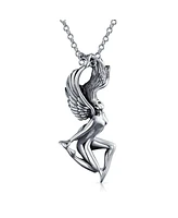 Bling Jewelry Sterling Silver Virgo Greek Goddess Angel Wings Zodiac Sign Astrology Horoscope Pendant Women Necklace