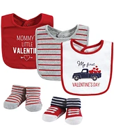 Hudson Baby Infant Boy Cotton Bib and Sock Set, Valentine Truck, One Size