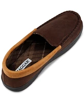 Haggar Men's Indoor/Outdoor Microsuede Venetian Slipper with Plaid Fleece Lining