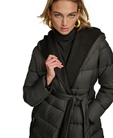 Donna Karan New York Women's Belted Hooded Puffer Coat