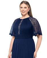 Betsy & Adam Plus Scoop-Neck Short-Lace-Sleeve Dress