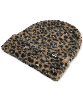 Dkny Women's Fuzzy Leopard-Print Beanie