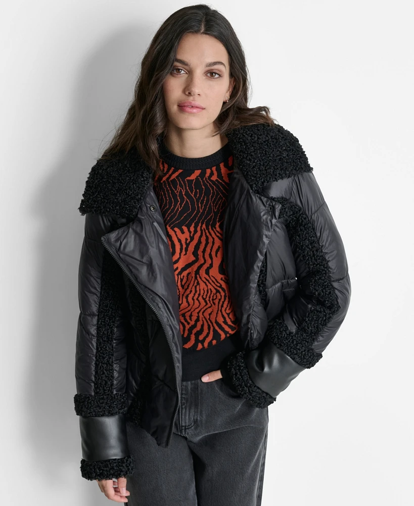 Dkny Women's Sherpa-Trim Puffer Jacket