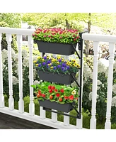 Slickblue Hanging Vertical Planter Wall-mounted Adjustable with Detachable Hooks-Black