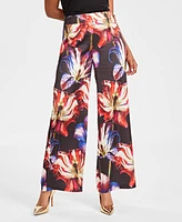 I.n.c. International Concepts Women's High-Rise Printed Satin Wide-Leg Pants, Created for Macy's