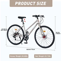 Simplie Fun 7 Speed Hybrid bike Disc Brake 700C Road Bike For men women's City Bicycle