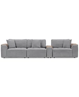 Nycolle -Pc. Fabric Sectional Sofa with Console