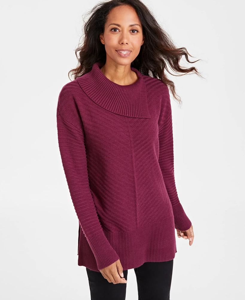 Style & Co Petite Envelope-Neck Side-Slit Tunic Sweater, Created for Macy's