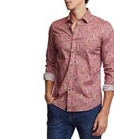 Paisley & Gray Men's Slim Fit Long Sleeve Button-Front Dragon Print Shirt