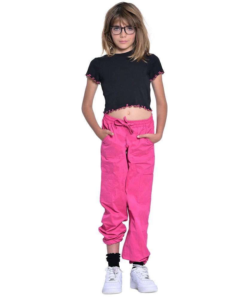 With Jules Big Girls Twill Cargo Jogger Pants