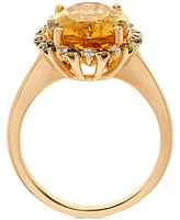 Citrine (5-1/2 ct. t.w.) & Diamond (1/4 ct. t.w.) Oval Halo Ring in 14k Gold