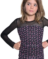 With Jules Big Girls Long-Sleeve Printed Mesh Combo Dress