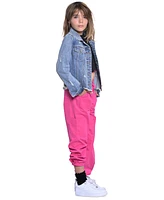 With Jules Big Girls Cotton Cropped Denim Jacket