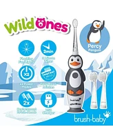 Brush-Baby WildOnes Penguin Kids Electric Rechargeable Toothbrush | Childrens Electric Toothbrush | Animal Character Toothbrush