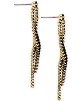 Vince Camuto Gold-Tone Black Crystal Criss-Cross Clip-On Linear Drop Earrings